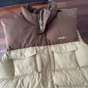 PrAna Two-Tone Brown and Tan Puffer Down Vest